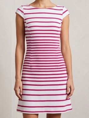 Lilly Pulitzer Pink and White Ribbed Stripe Top with Gold Zip